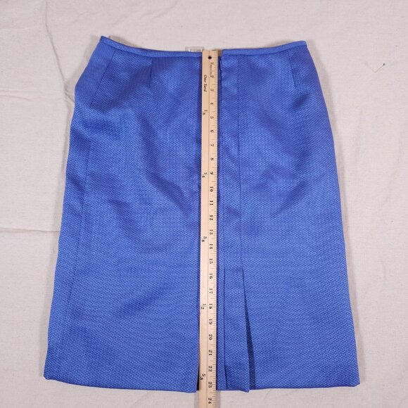 Tahari Arthur Levine Purple Blue Lined Pencil Skirt Womens 8 Rear Zip Pleats - Picture 6 of 14